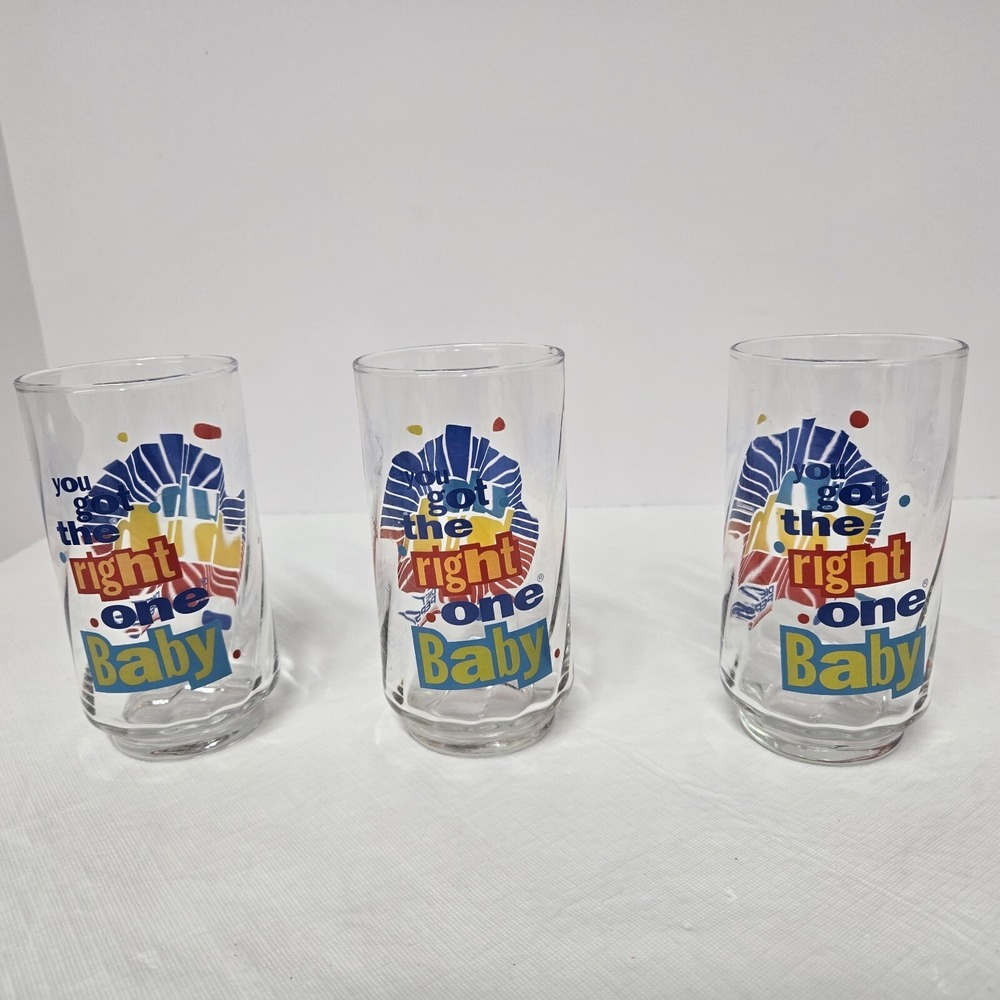 Lot of 3 Diet Pepsi Glass You Got The Right One Baby Ray Charles Vintage  1990